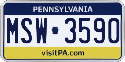 PA license plate MSW3590