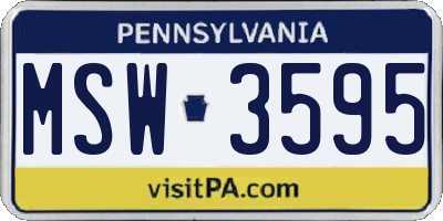 PA license plate MSW3595
