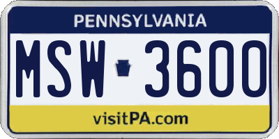 PA license plate MSW3600