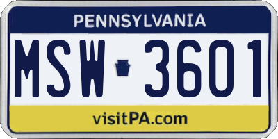 PA license plate MSW3601