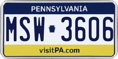 PA license plate MSW3606