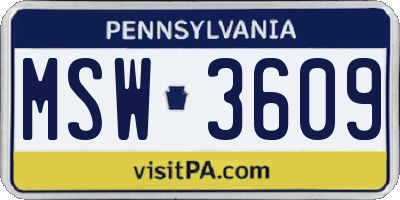 PA license plate MSW3609