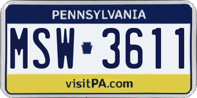 PA license plate MSW3611