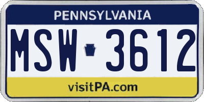 PA license plate MSW3612