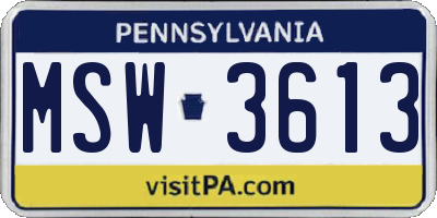PA license plate MSW3613