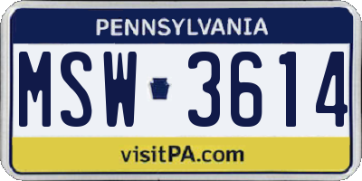 PA license plate MSW3614
