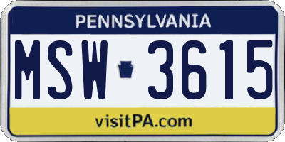PA license plate MSW3615