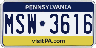 PA license plate MSW3616