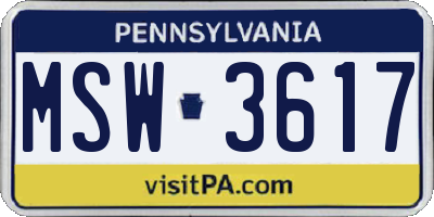 PA license plate MSW3617
