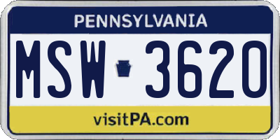 PA license plate MSW3620
