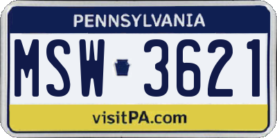 PA license plate MSW3621