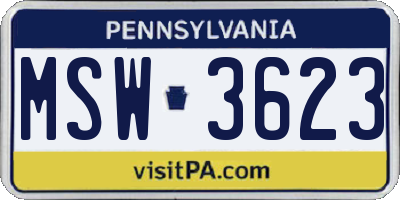 PA license plate MSW3623