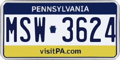 PA license plate MSW3624