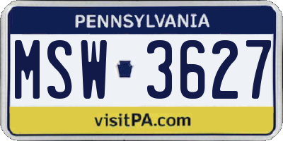 PA license plate MSW3627