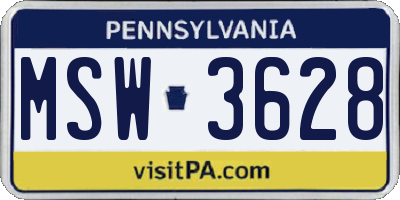 PA license plate MSW3628
