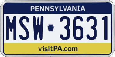 PA license plate MSW3631