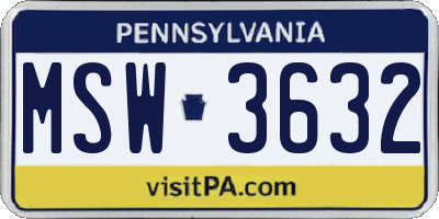 PA license plate MSW3632