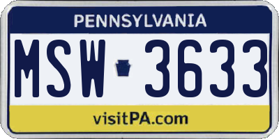 PA license plate MSW3633
