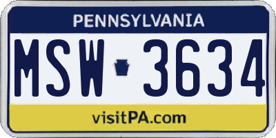 PA license plate MSW3634
