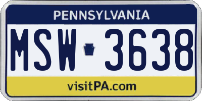 PA license plate MSW3638