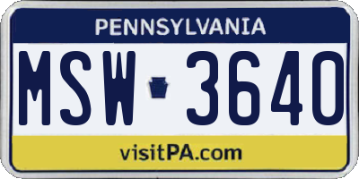 PA license plate MSW3640