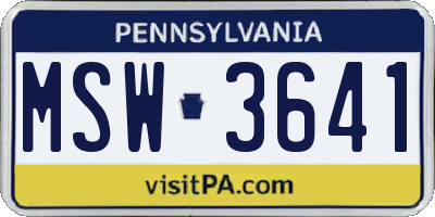 PA license plate MSW3641