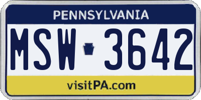 PA license plate MSW3642