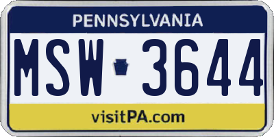 PA license plate MSW3644