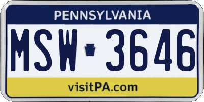 PA license plate MSW3646