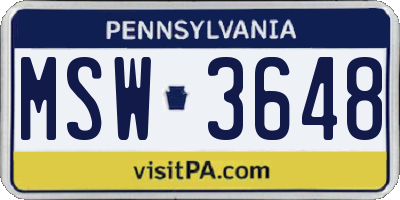 PA license plate MSW3648