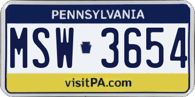 PA license plate MSW3654
