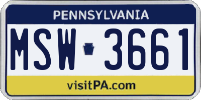 PA license plate MSW3661
