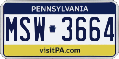 PA license plate MSW3664