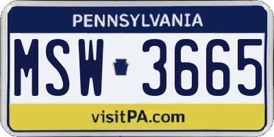 PA license plate MSW3665