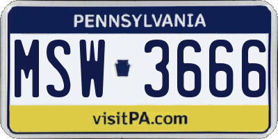 PA license plate MSW3666