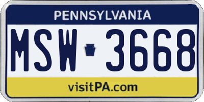 PA license plate MSW3668