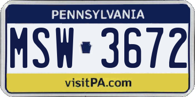 PA license plate MSW3672