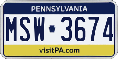 PA license plate MSW3674