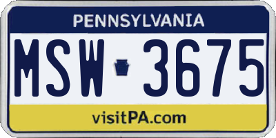 PA license plate MSW3675