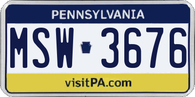 PA license plate MSW3676