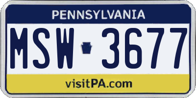 PA license plate MSW3677