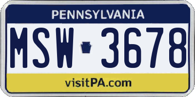 PA license plate MSW3678