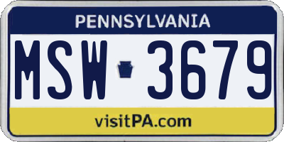 PA license plate MSW3679