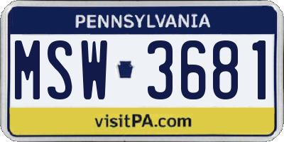 PA license plate MSW3681