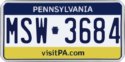 PA license plate MSW3684