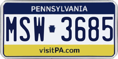 PA license plate MSW3685