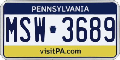 PA license plate MSW3689