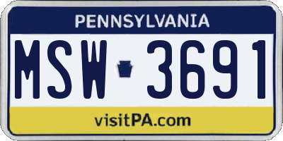 PA license plate MSW3691