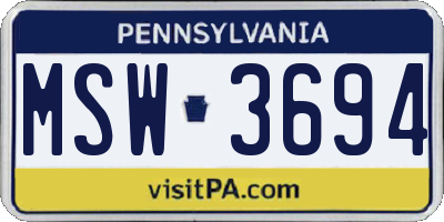 PA license plate MSW3694