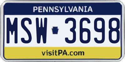 PA license plate MSW3698